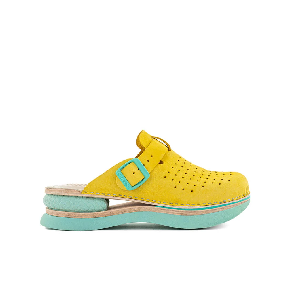 Biancomolina anatomska klompa žute sa zelenim đonom i zračnim jastučićem na webshopu HealthandBeauty.hr Biancomolina anatomska klompa žute sa zelenim đonom i zračnim jastučićem na webshopu HealthandBeauty.hr