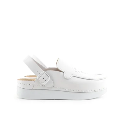 Muške Bijele anatomske klompe MPG Biancomolina od prirodne kože s mekanim PU potplatom i anatomskim uloškom na webshopu HealthandBeauty.hr